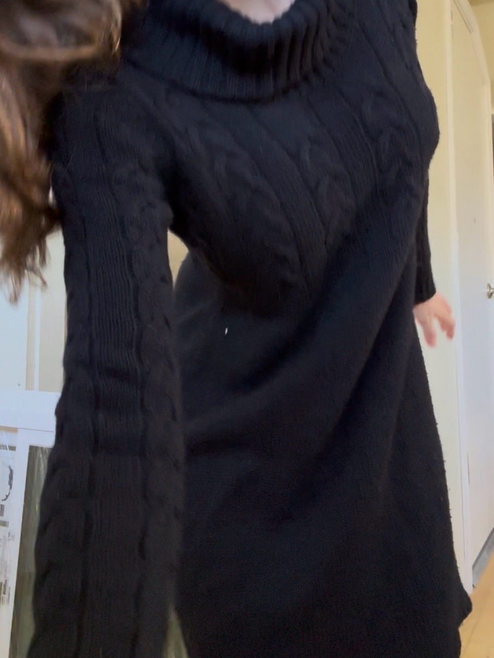 Alfani Black Cable-Knit Turtleneck Sweater Dress